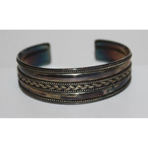 Vintage 925 Sterling Silver BA Indonesia Cuff Bracelet Braided 7” 22.36g